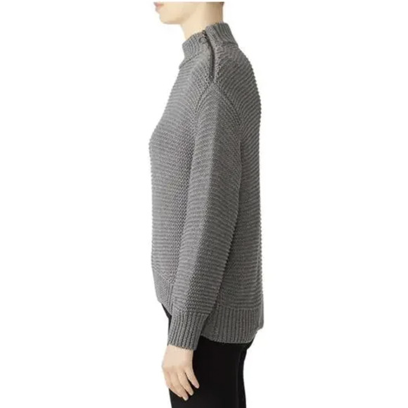 Parker Sweater Womens Medium Gray Chunky Knit Mock Neck Ribbed - Picture 4 of 11